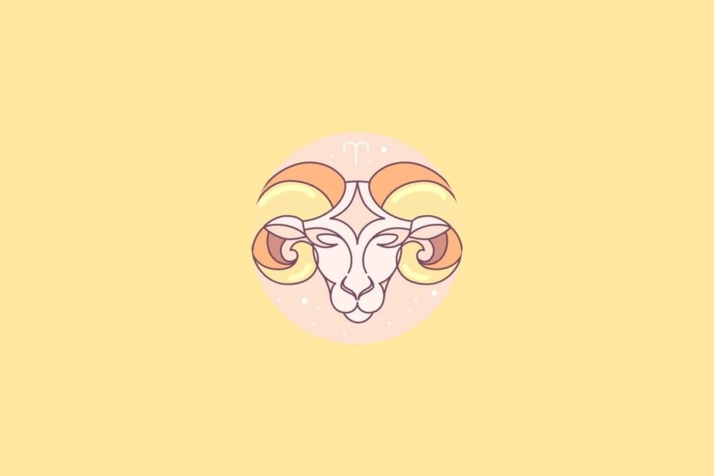 Símbolo do signo de aries em um fundo amarelo