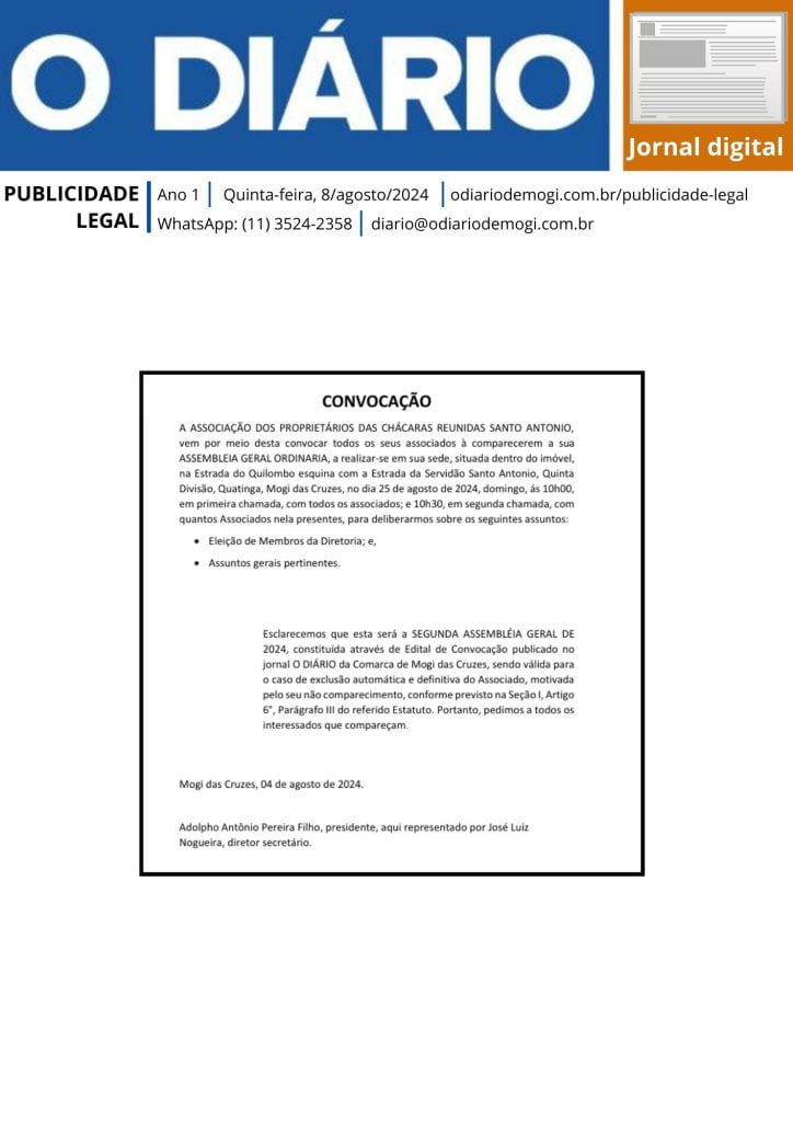 Edital de convocação - 8/8/2024