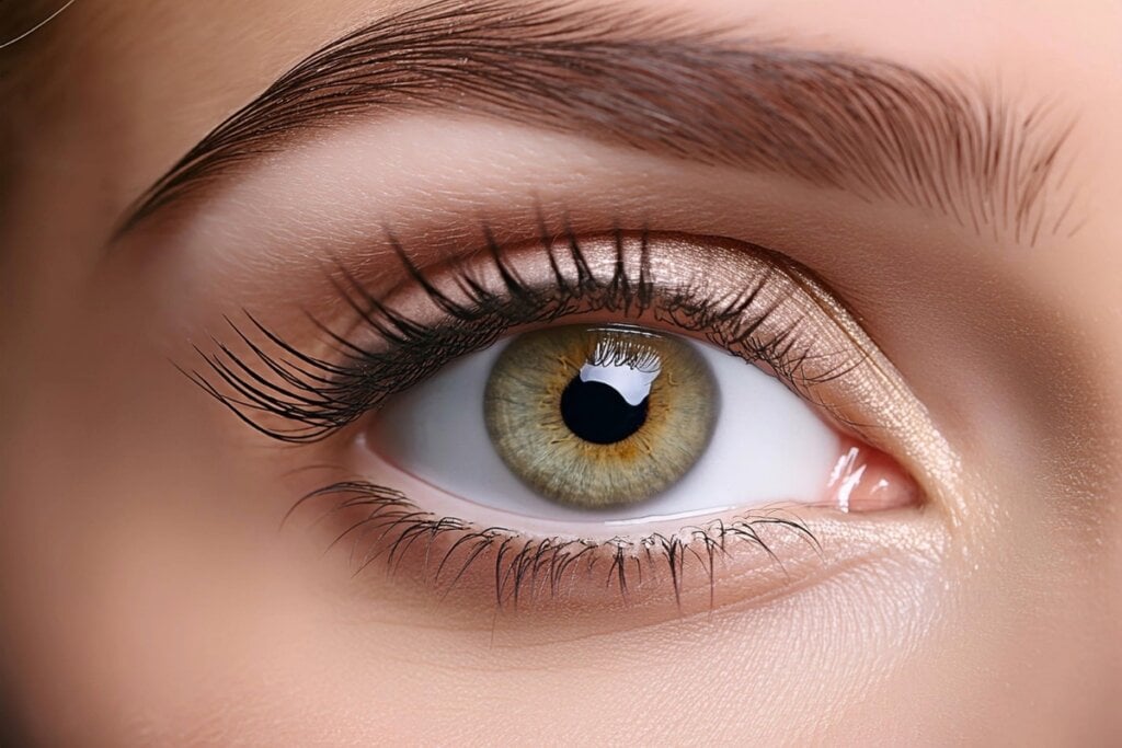 Olhos verdes de uma mulher