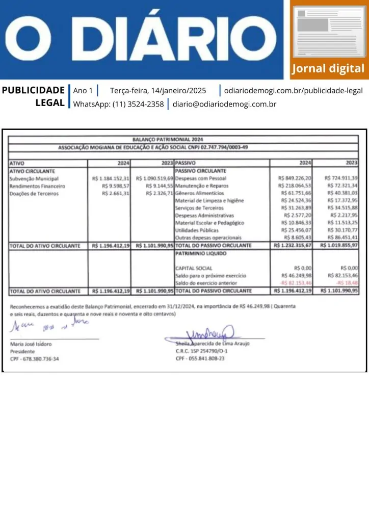 Balanço patrimonial 3 - 14/janeiro/2025