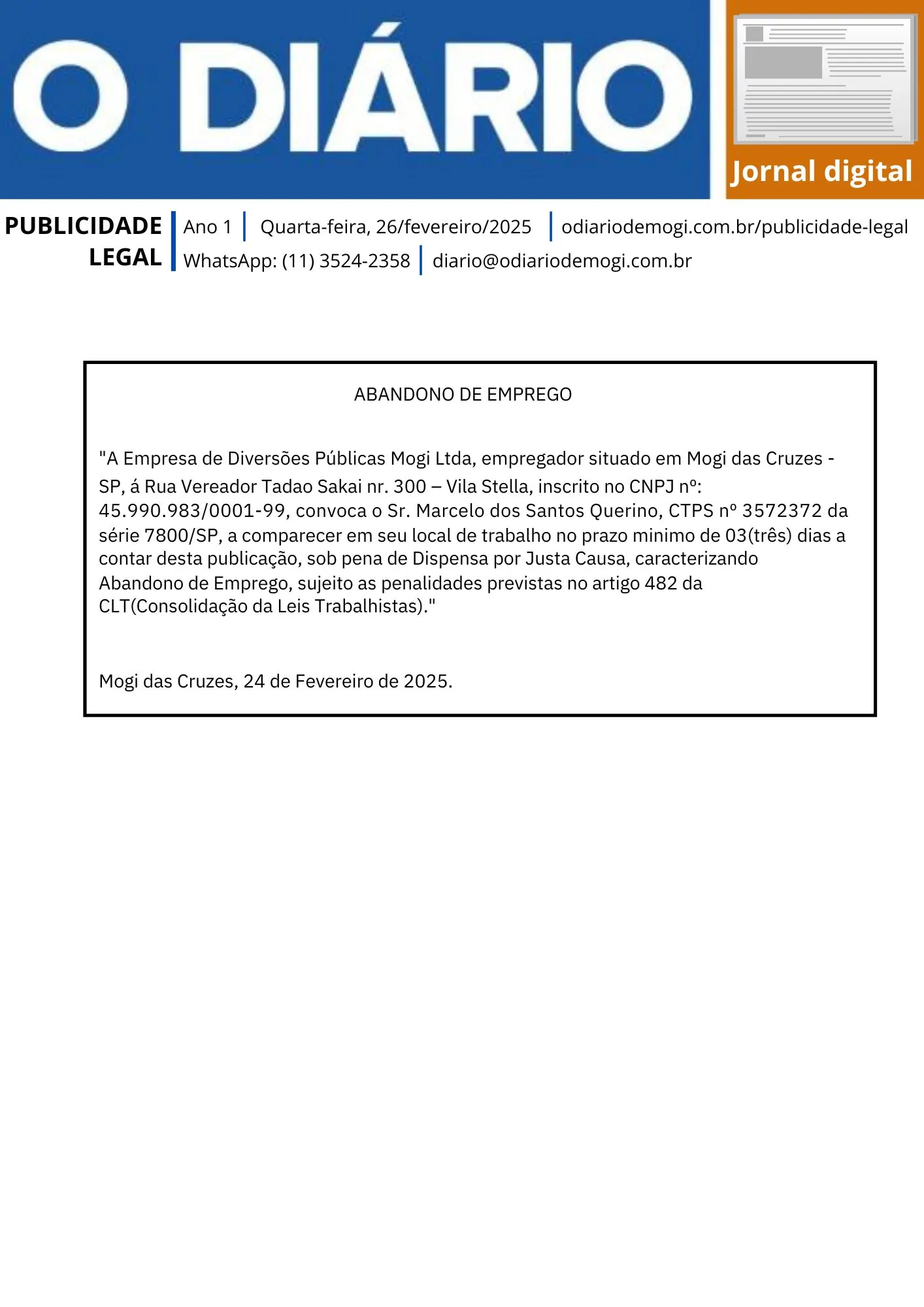 26 de fevereiro de 2025