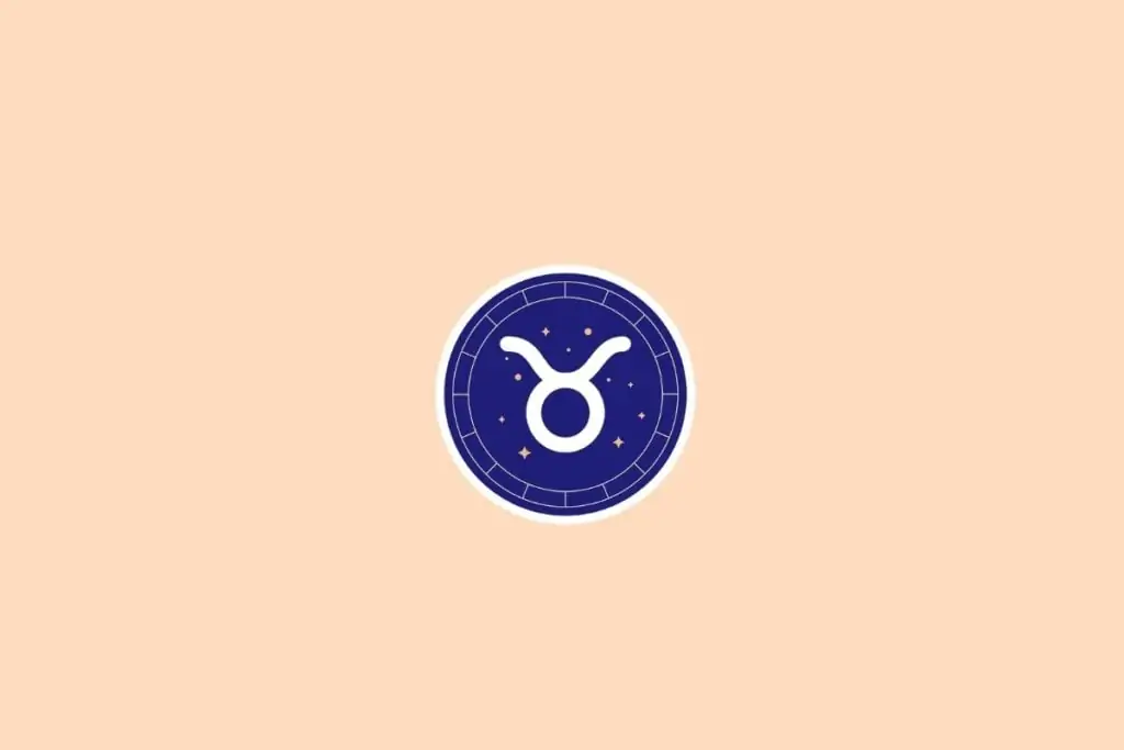 Ilustração do signo de touro em um círculo azul em cima de um fundo bege