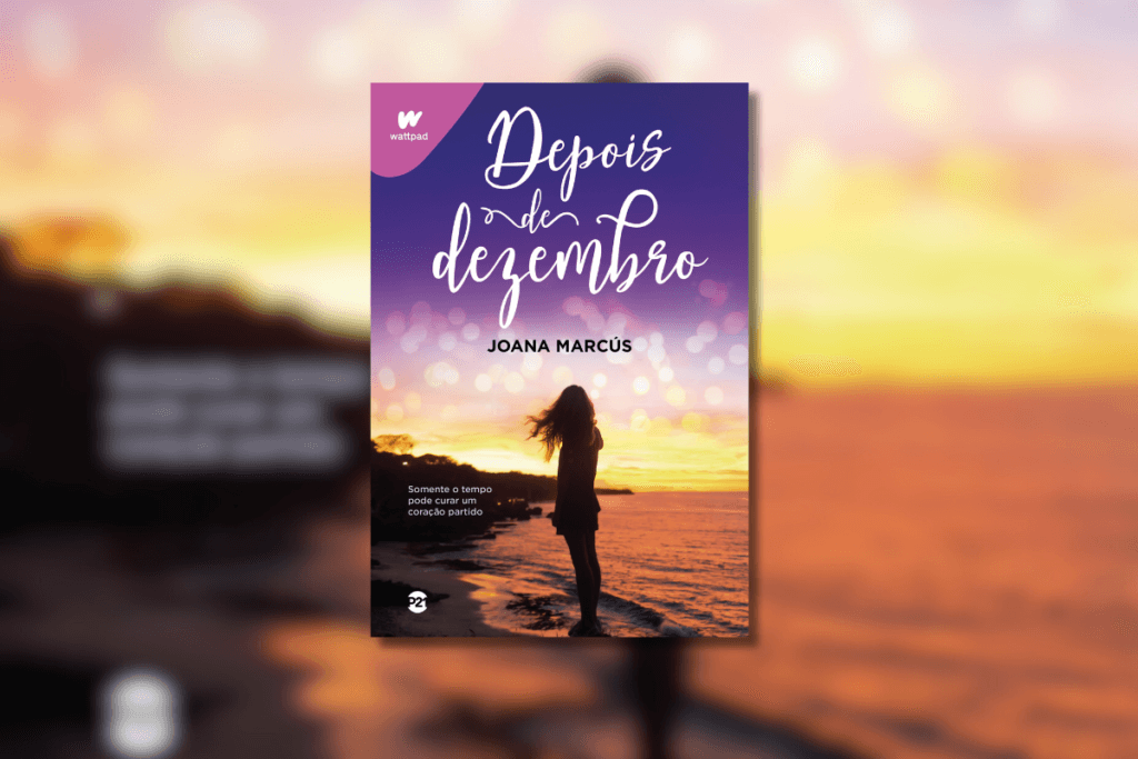 Capa de livro com título e nome do autor e com a imagem de uma mulher andando na praia