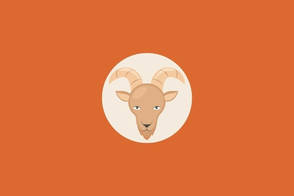 Ilustração de uma cabra em um fundo laranja