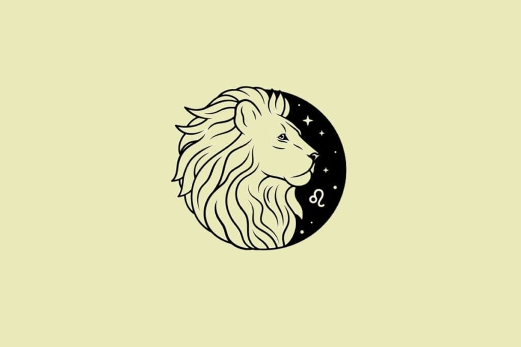 Ilustração do signo de Leão em um fundo creme