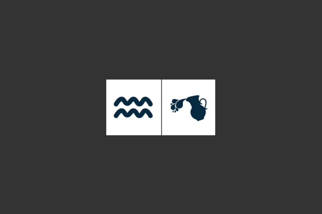Ilustração do signo de aquário em azul em um fundo preto