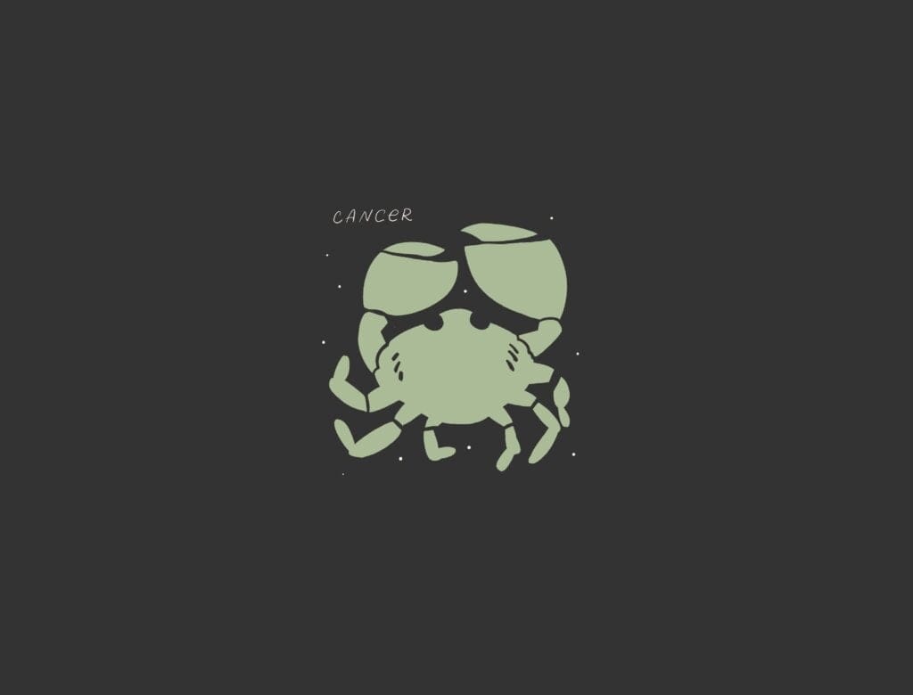 Ilustração do signo de câncer em um fundo preto