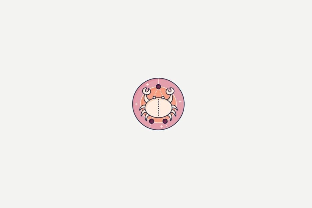 Ilustração do signo de Câncer dentro de um círculo rosa