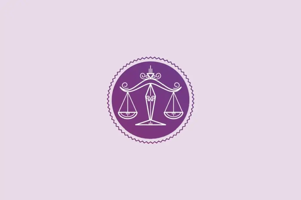Ilustração do signo de libra em um fundo roxo-claro