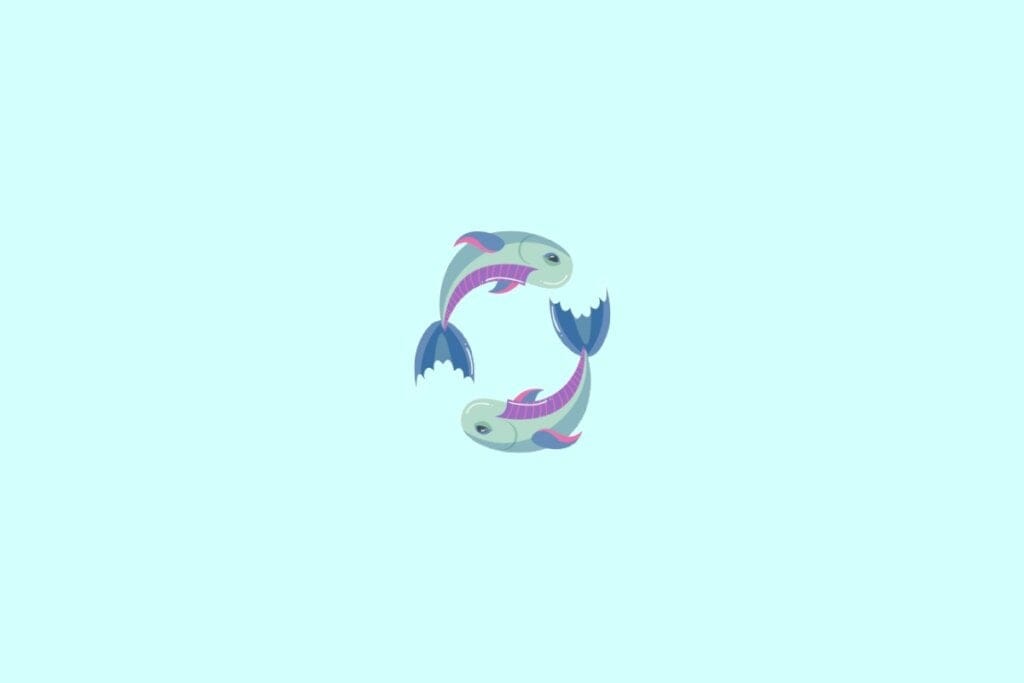 Ilustração do signo de peixes em um fundo verde-claro