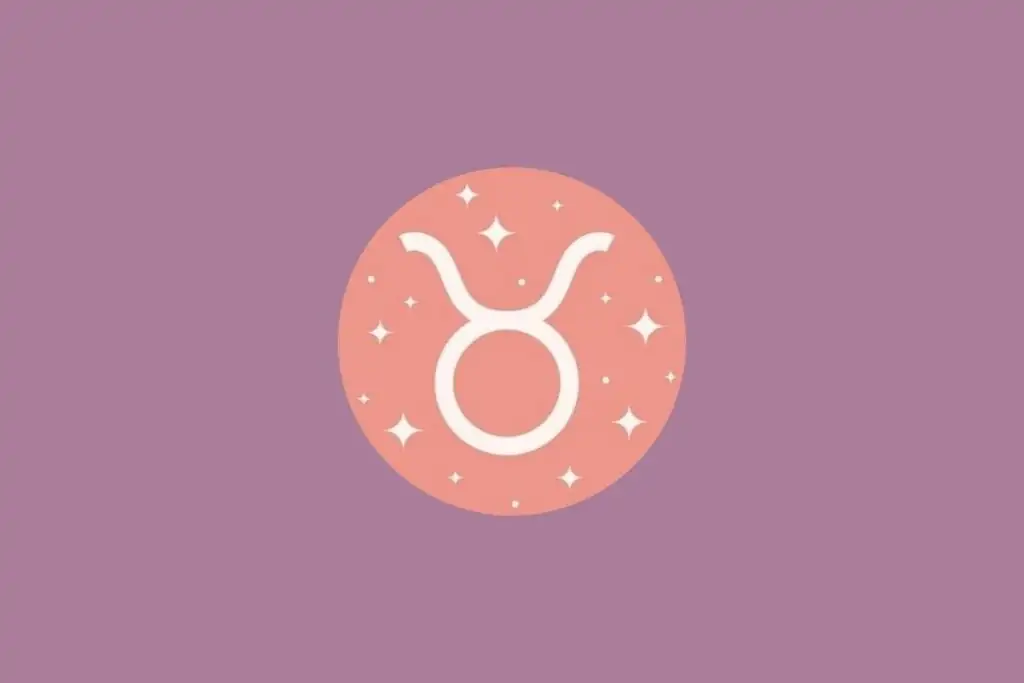 Ilustração do signo de touro em um círculo verde e em um fundo roxo