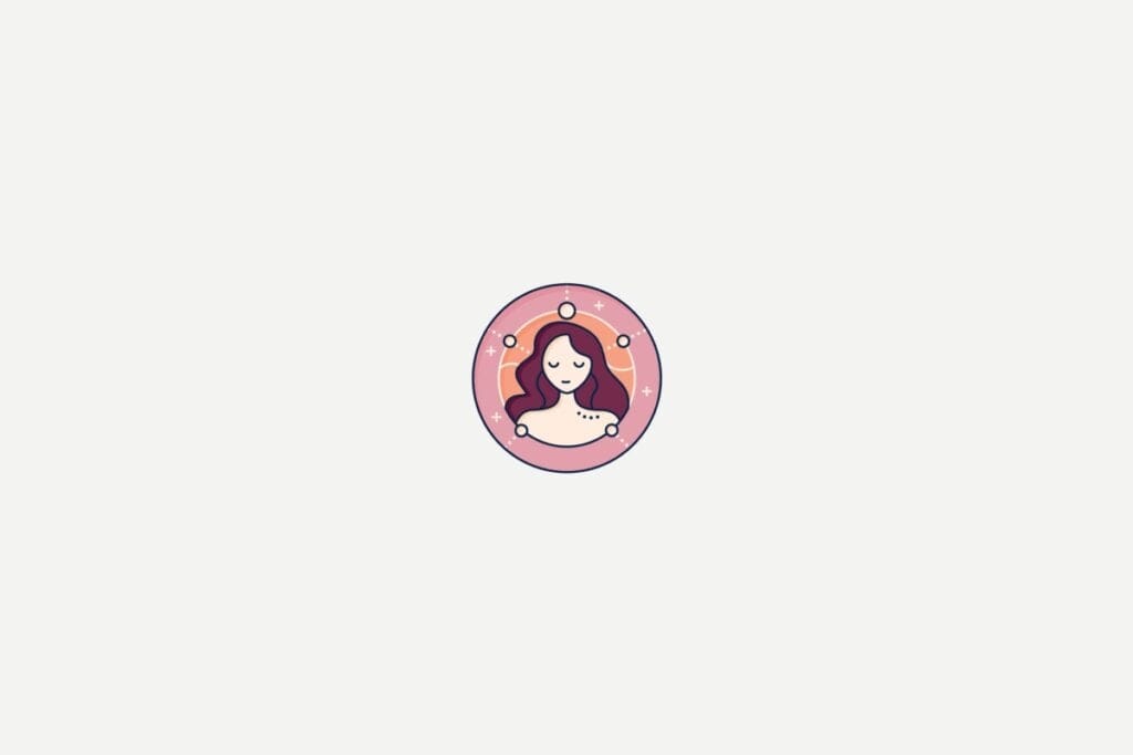 Ilustração do signo de Virgem dentro de um círculo rosa