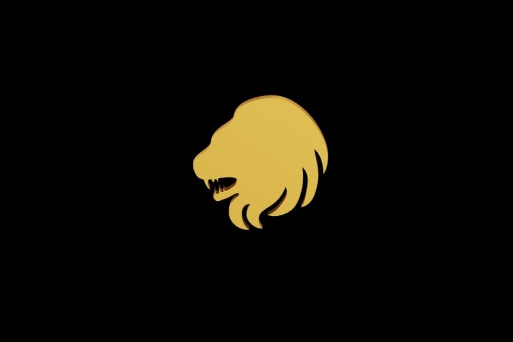 Ilustração do signo de Leão em um fundo preto