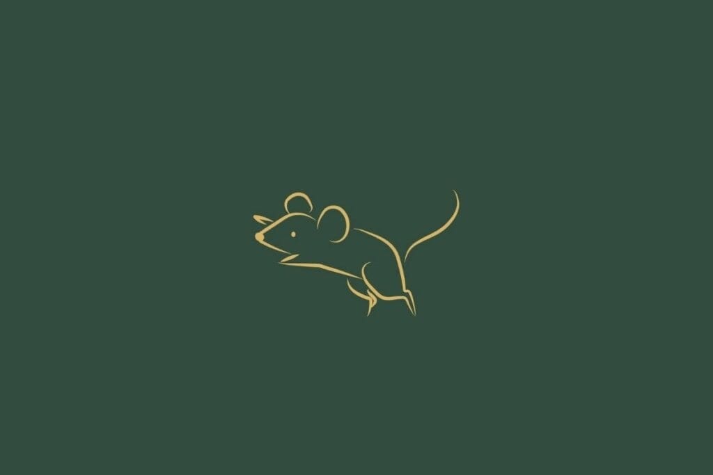 Ilustração de um rato em um fundo verde-escuro