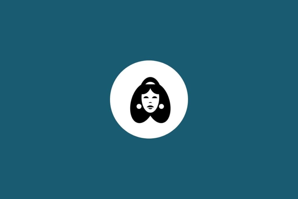 Ilustração de uma mulher em preto dentro de um círculo branco em um fundo azul