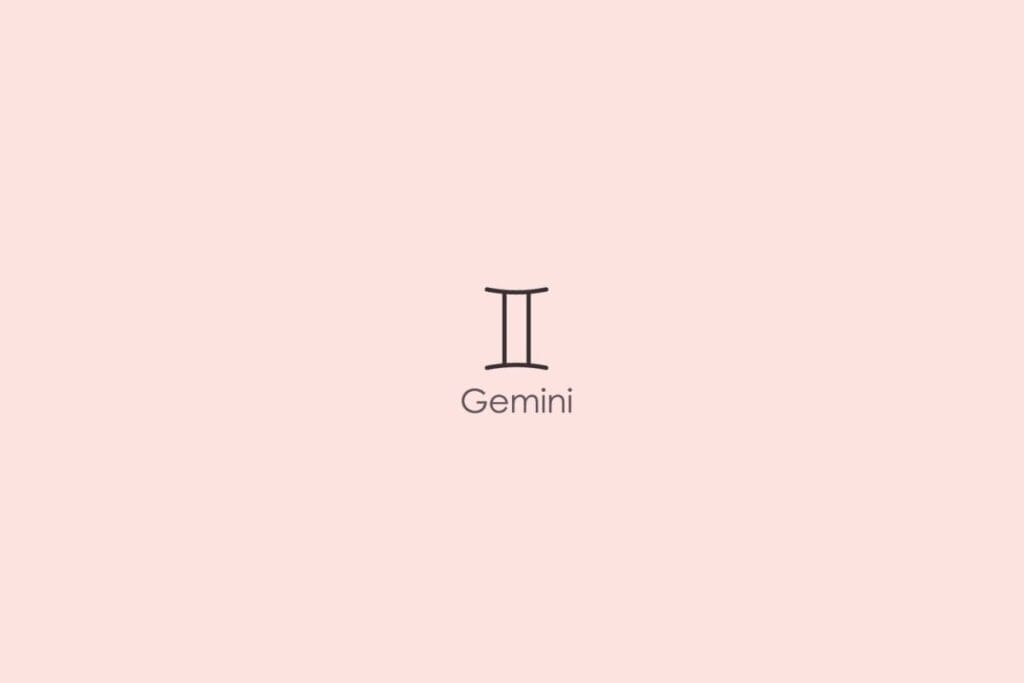 Ilustração do signo de gêmeos em um fundo vermelho-claro
