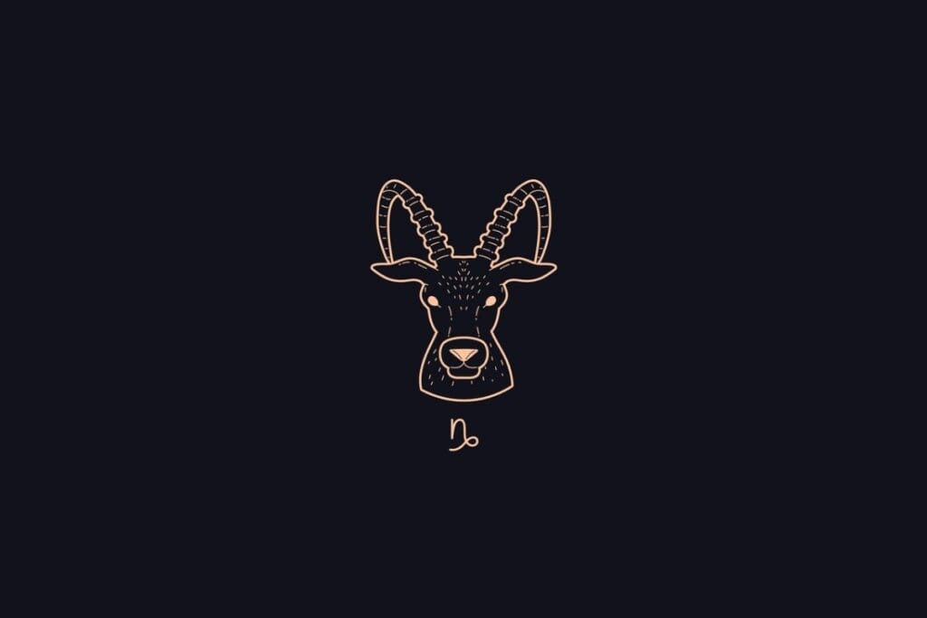Ilustração do signo de Capricórnio em um fundo preto