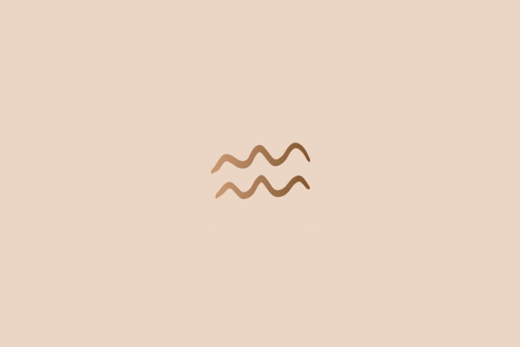 Ilustração do signo de aquário na cor marrom em um fundo bege-claro