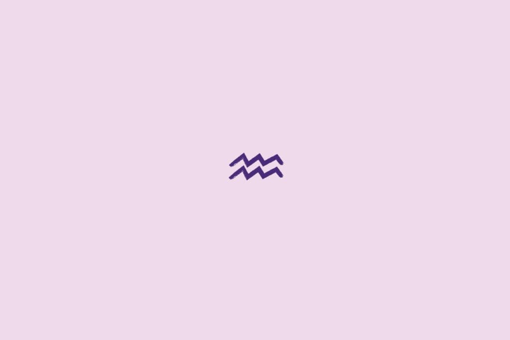 Ilustração do signo de aquário em um fundo roxo