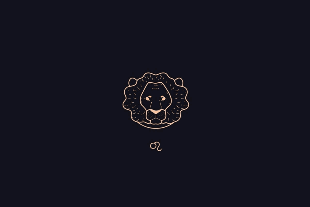 Símbolo de Leão e desenho de um leão rosa em um fundo preto