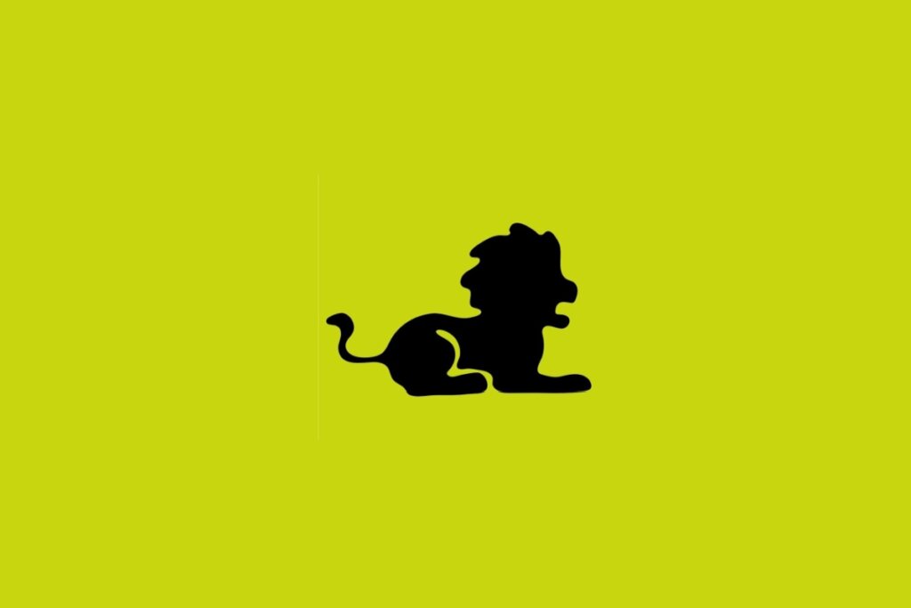 Ilustração do signo de Leão com a figura de um leão rugindo em fundo verde