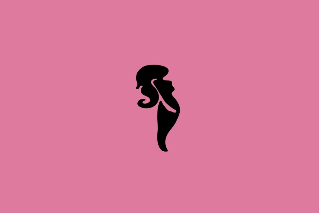 Ilustração do signo de Virgem com a silhueta de uma mulher de cabelos longos em fundo rosa
