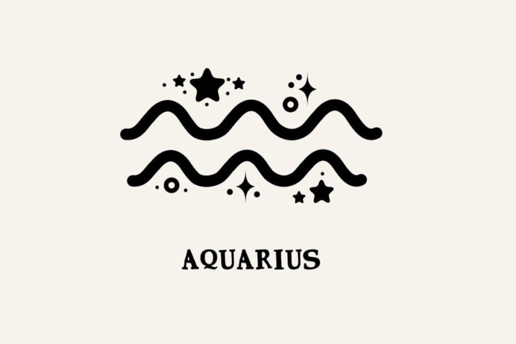 Ilustração com estrelas do signo de Aquário em um fundo bege