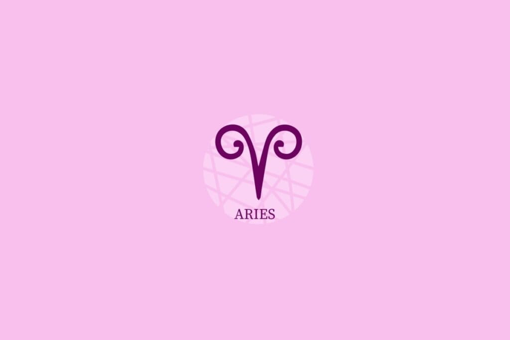 Ilustração do signo de áries em um fundo roxo-claro