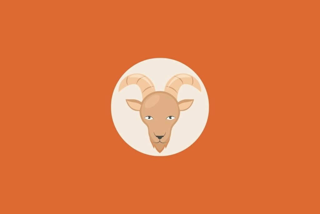 Ilustração de uma cabra em um fundo laranja