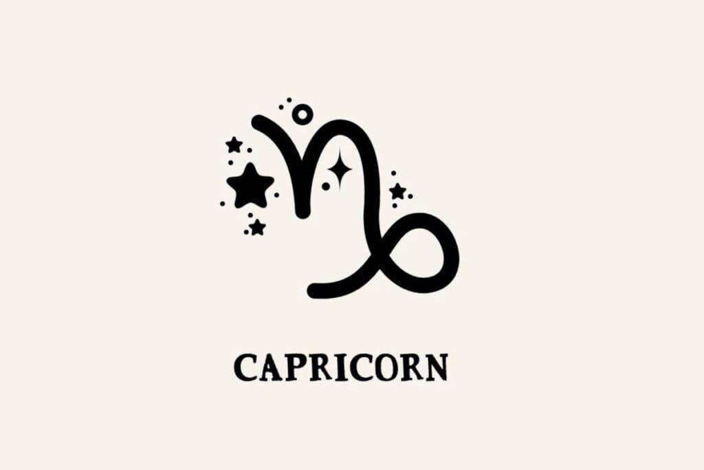 Ilustração com estrelas do signo de Capricórnio em um fundo bege