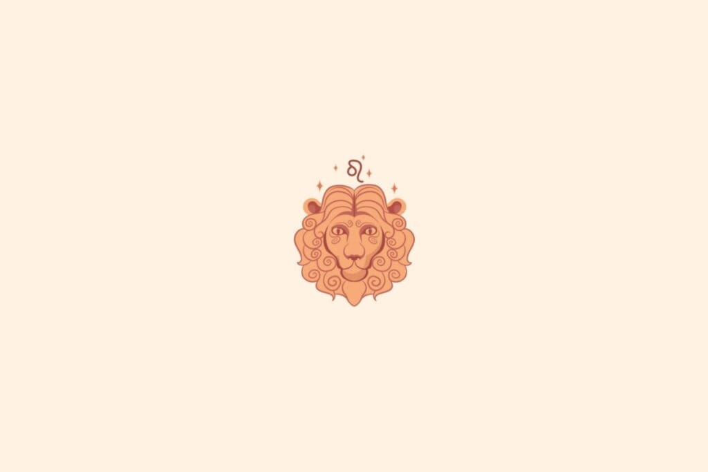Ilustração do signo de leão com estrelas em um fundo bege