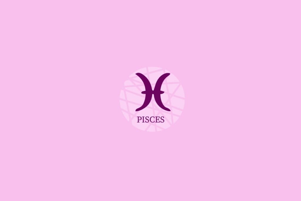 Ilustração do signo de peixe em um fundo roxo-claro