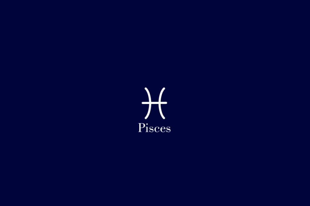 Ilustração do signo de peixes em um fundo azul-escuro