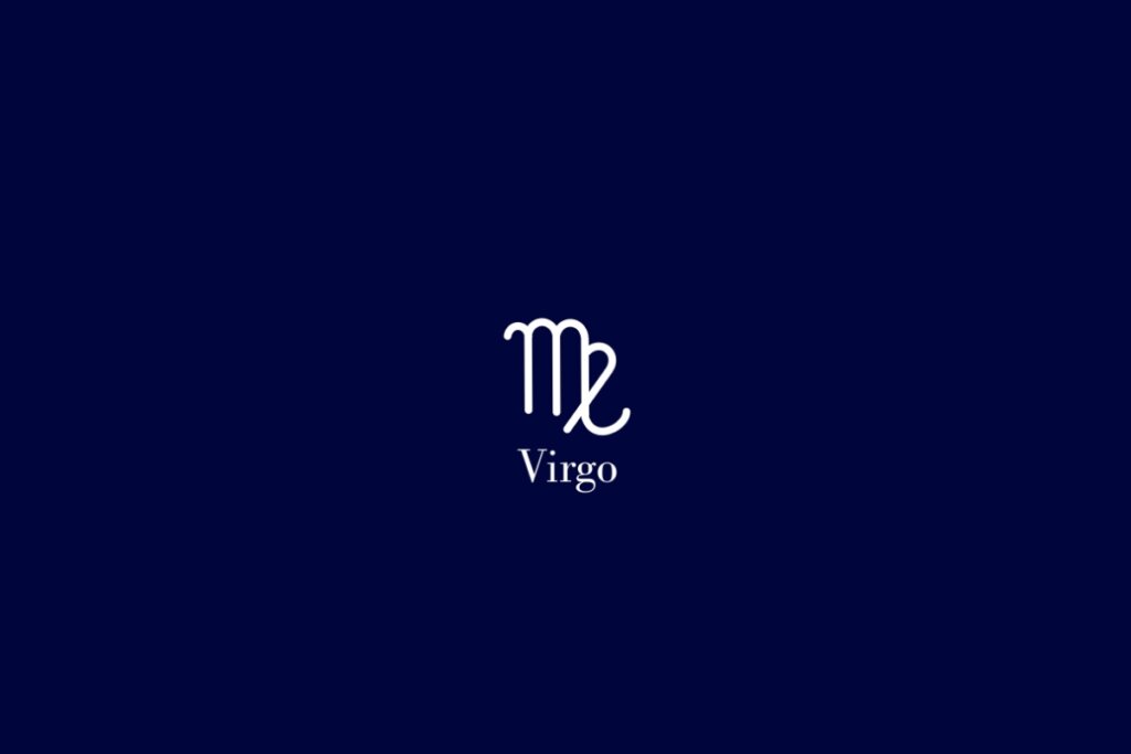 Ilustração do signo de virgem em um fundo azul-escuro