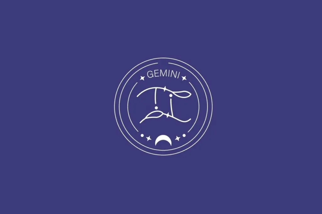 Ilustração do signo de Gêmeos, com símbolo representado por duas linhas verticais unidas por traços horizontais, em fundo escuro