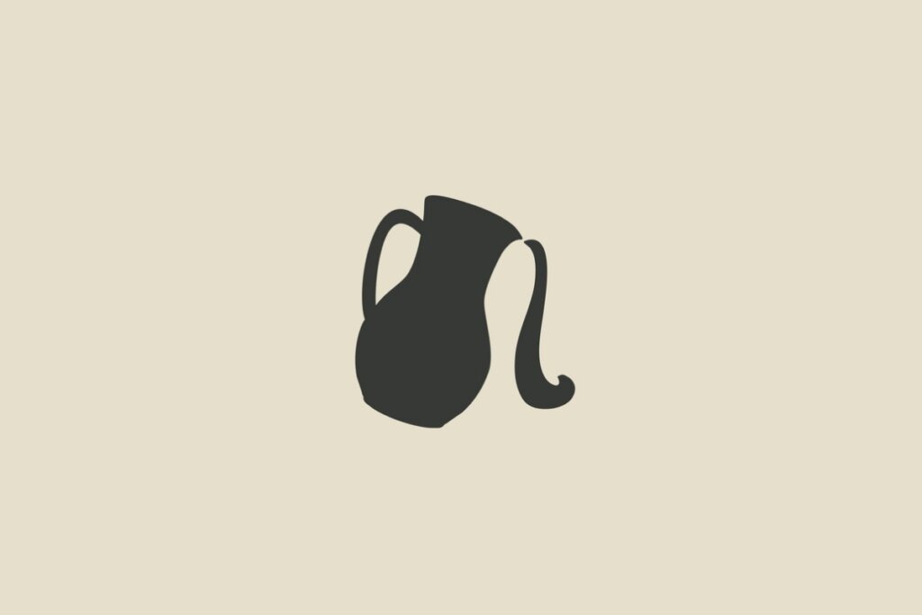 Ilustração do signo de Aquário em um fundo cinza