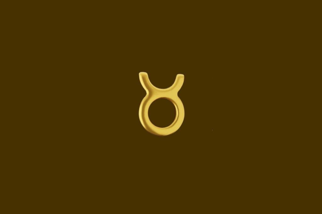 Ilustração do símbolo do signo de Touro em um fundo marrom