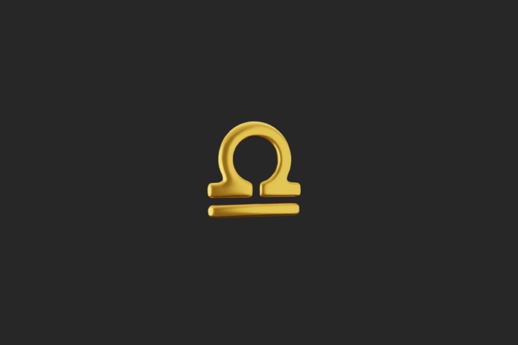 ilustração do símbolo do signo de libra em dourado sobre fundo preto