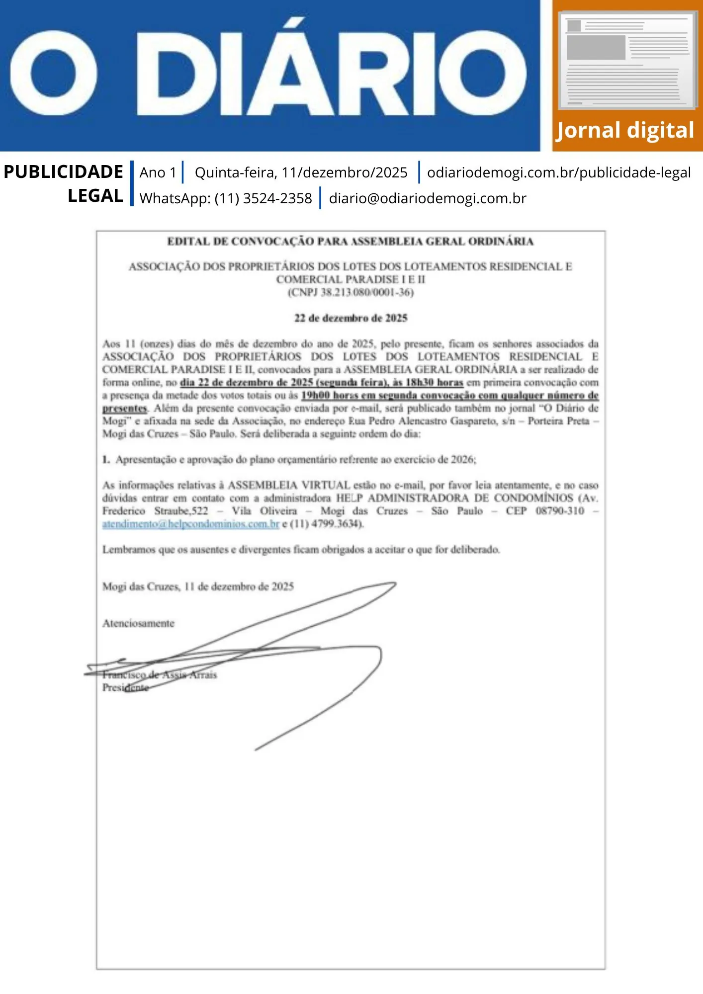 Quinta-feira, 11 de dezembro de 2025