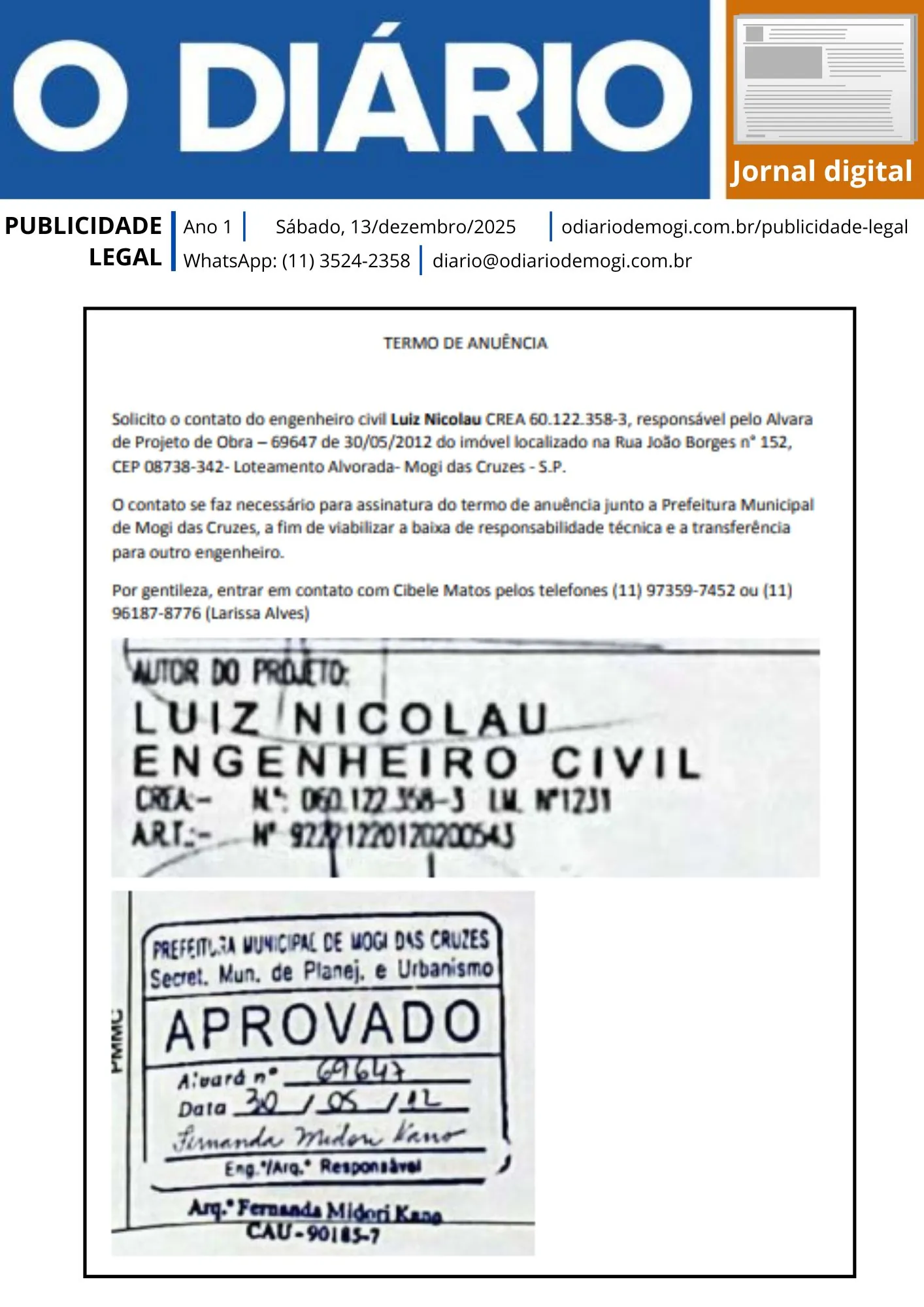 Sábado, 13 de dezembro de 2025