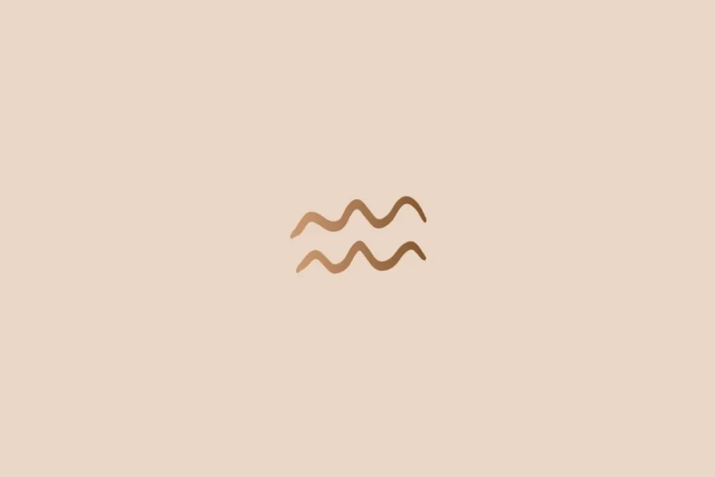 Ilustração do signo de aquário na cor marrom em um fundo bege-claro