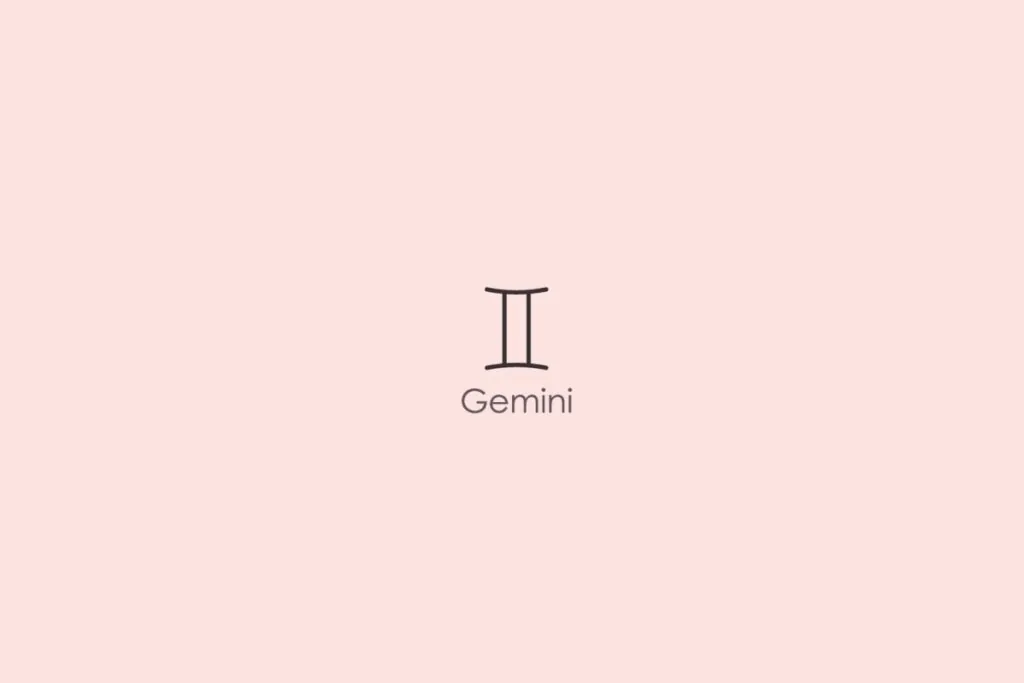 Ilustração do signo de gêmeos em um fundo vermelho-claro