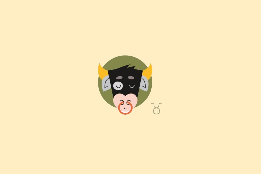 Ilustração de um touro em um círculo verde, sobre um fundo amarelo-claro