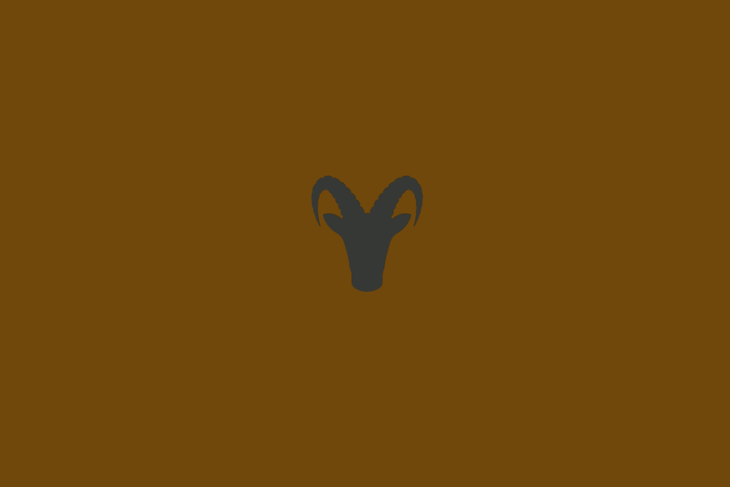 Símbolo do signo de Capricórnio em preto em fundo marrom