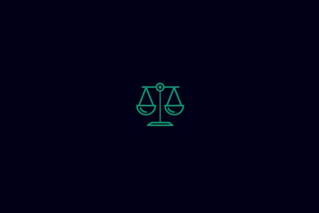 ilustração de uma balança verde representando o signo de libra sobre fundo azul-escuro