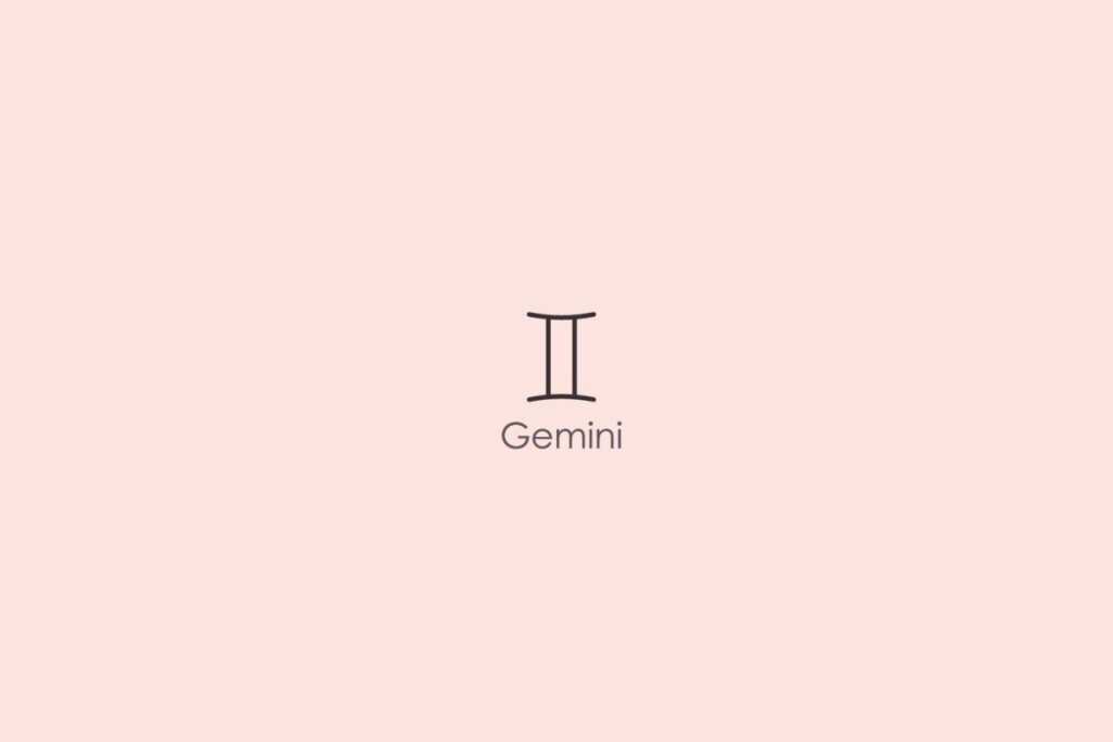 Ilustração do signo de gêmeos em um fundo vermelho-claro