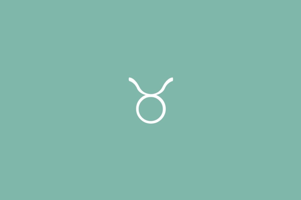 Ilustração do signo de Touro em branco em um fundo verde