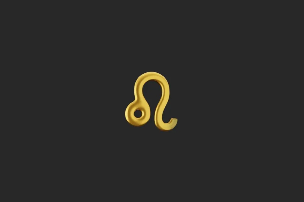 Ilustração do signo de Leão em dourado em fundo preto