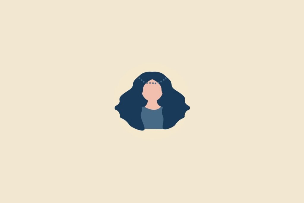 Ilustração do signo de virgem em azul sobre um fundo bege