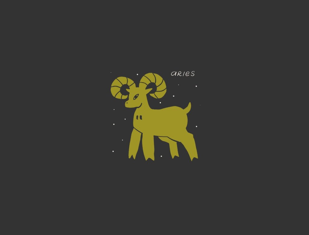 Ilustração do signo de Áries em um fundo preto